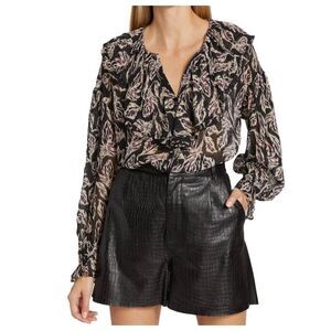 BA&SH Black Floral Genny Button Up Blouse Shirt Top   Women's Size Small